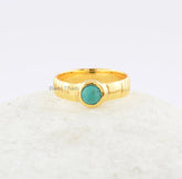 Tibetan Turquoise Ring-Round 5x5 mm-Sterling Silevr-Beautiful Ring-New Design-Gift for Her